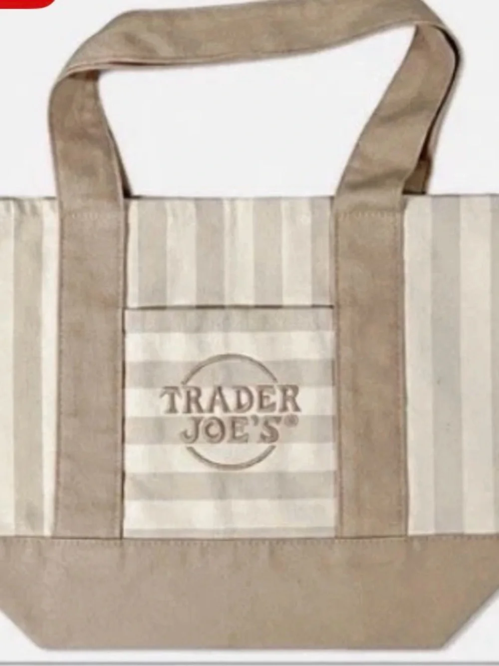 Trader Joe’s Mini Beige Striped Canvas Tote Bag. Limited Edition